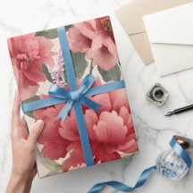 Waterverf Koraal Pioenroom Bloemmotief