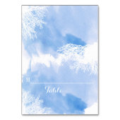 Waterverf koraal rif blauw bruiloft plaats kaart (Voorkant)