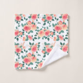 Waterverf Koraal Roos Floral Pattern Bad Handdoek (Wasdoekje)