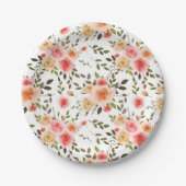 Waterverf Koraal Roos Floral    PatternPaper Bord (Voorkant)