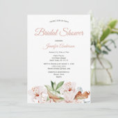 Waterverf Koraal Roze Bloemige Bruidsdouche Kaart (Staand voorkant)