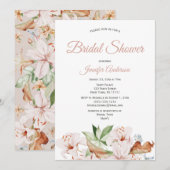Waterverf Koraal Roze Bloemige Bruidsdouche Kaart (Voorkant / Achterkant)