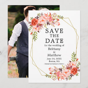 Waterverf Koraal Rozen Foto Geo Lijst Save The Date