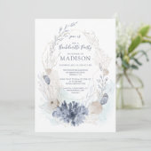 Waterverf Koraal Seashell Beach Bachelorette Party Kaart (Staand voorkant)