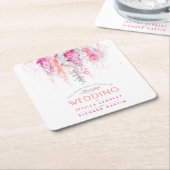 Waterverf koraal sinaasappel roze aangepaste bruil kartonnen onderzetters (Schuin)