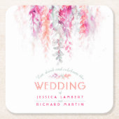 Waterverf koraal sinaasappel roze aangepaste bruil kartonnen onderzetters (Voorkant)