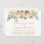 Waterverf Koraal Wit Bloemen Goud Afstudeerder Par Kaart (Voorkant)