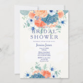 Waterverf koraalblauw rustiek bloemenVrijgezellenf Kaart (Voorkant)