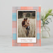 Waterverf | Koraalgrijze blauwe foto Folie Feestdagenkaart (Staand Voorkant)