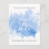 Waterverf koraalrif blauwe bruiloft Sla datum op Aankondigingskaart (Voorkant)