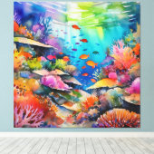 Waterverf koraalrif onderwaterscène canvas afdruk (Insitu (Houten vloer))