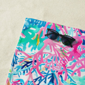 Waterverf Koraalrif Tropische Strandhanddoek Chic Strandlaken