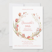 Waterverf Koraaltulpen 30e verjaardagsfeest Kaart (Voorkant)