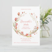Waterverf Koraaltulpen 30e verjaardagsfeest Kaart (Staand voorkant)