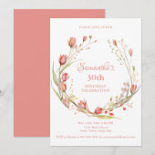 Waterverf Koraaltulpen 30e verjaardagsfeest Kaart (Voorkant / Achterkant)