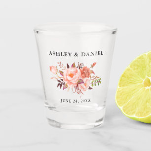 Waterverf Koral Floral Wedding Shot Glas