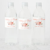 Waterverf Koral Floral Wedding Waterfles Etiket (Flessen)