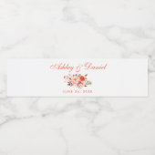 Waterverf Koral Floral Wedding Waterfles Etiket (Enkel label)