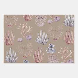 Waterverf koralen kruidenkoraal uit bitsheid inpakpapier vel