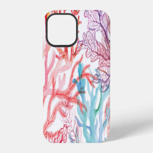 Waterverf koralen: onderwater wereld patroon. iPhone 12 hoesje