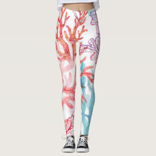 Waterverf koralen: onderwater wereld patroon. leggings