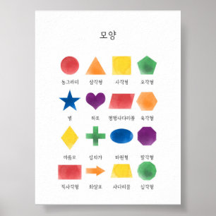 Waterverf Koreaanse Hangul vormen poster