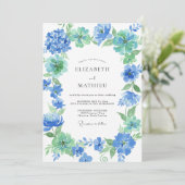 Waterverf Korenbloem Mint Bruiloft Kaart (Staand voorkant)