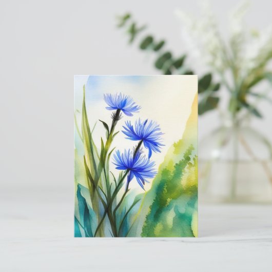 Waterverf Korenbloem, Postkruising Briefkaart (Staand voorkant)