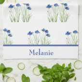 Waterverf Kornbloemen Floral Blue Flowers Rustic Theedoek (Gevouwen)