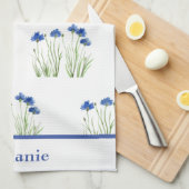 Waterverf Kornbloemen Floral Blue Flowers Rustic Theedoek (Quarter Fold)