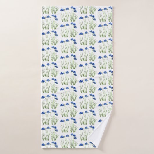Waterverf Kornbloemen Wildbloemen Blauwe Floral Badhanddoek (Badhanddoek)