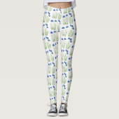 Waterverf Kornbloemen Wildbloemen Blauwe Floral Leggings (Voorkant)