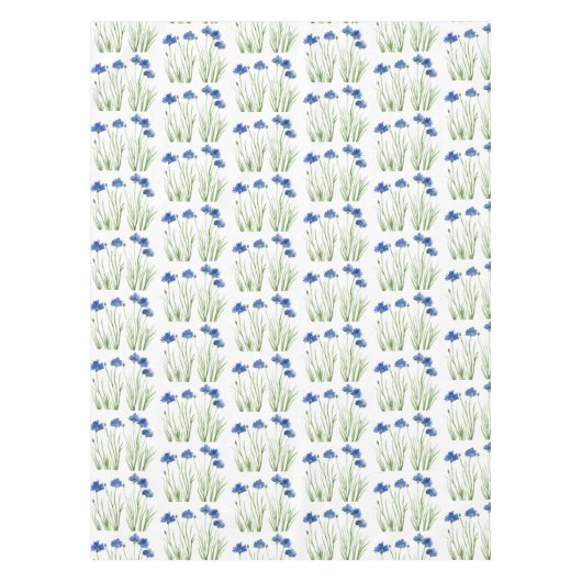 Waterverf Kornbloemen Wildbloemen Blauwe Floral Tafelkleed (Voorkant)