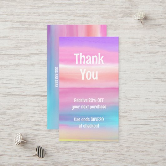 Waterverf Korting Kaart (Voorkant / Achterkant in situ)