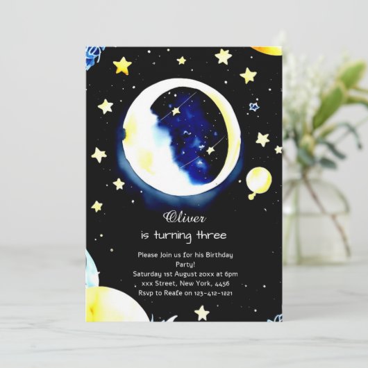 Waterverf Kosmische Galaxy Verjaardag Kaart (Staand voorkant)