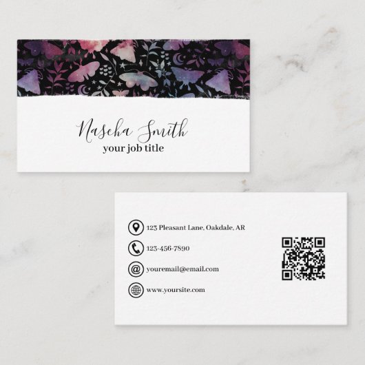 Waterverf kosmische motten Confetti Modern Visitekaartje (Voorkant / Achterkant)