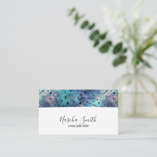 Waterverf Kosmische Sterrenbeeld Modern Visitekaartje (Staand voorkant)