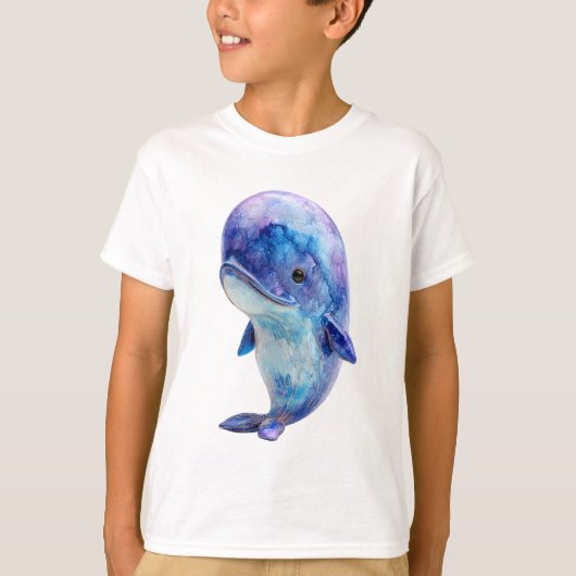 Waterverf Kosmische Sterrenstelsel Walvis Kinderen T-shirt (Voorkant)