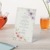 waterverf Kosmos Bloemen Bruiloft Menu Reclamebord Met Voetstuk (Insitu)