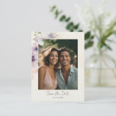 waterverf kosmos bloemen foto opslaan de datum briefkaart (Staand voorkant)