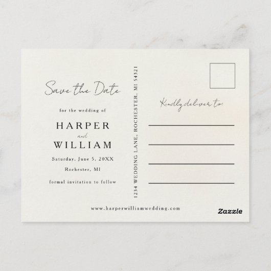 waterverf kosmos bloemen foto opslaan de datum briefkaart (Achterkant)