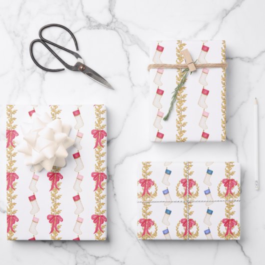 Waterverf Kousen en Garland Inpakpapier Vel (Voorkant)