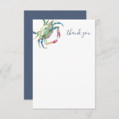 Waterverf Krab Beach Dank u kaarten Notitiekaartje (Voorkant / Achterkant)