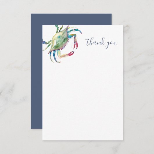 Waterverf Krab Beach Dank u kaarten Notitiekaartje (Voorkant / Achterkant)