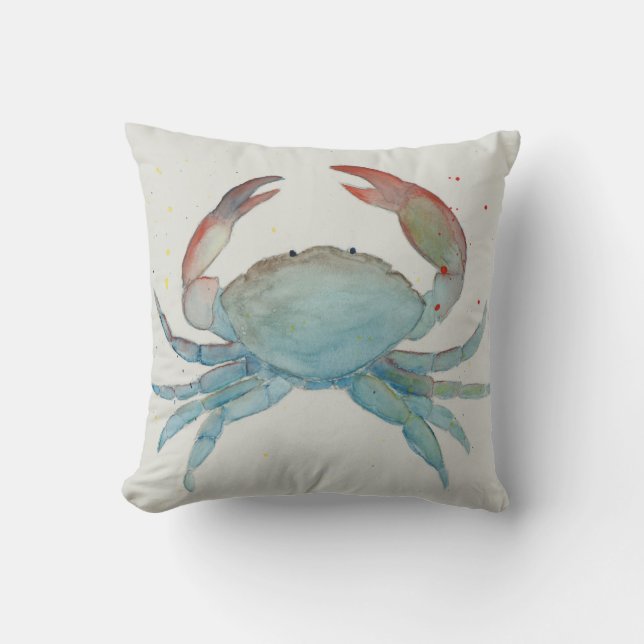 Waterverf Krab Dekkuskussen Kussen (Voorkant)