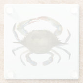 Waterverf krab - grijs glazen onderzetter (Achterkant)