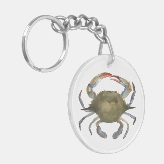 Waterverf krab - grijs sleutelhanger (Voorkant Links)