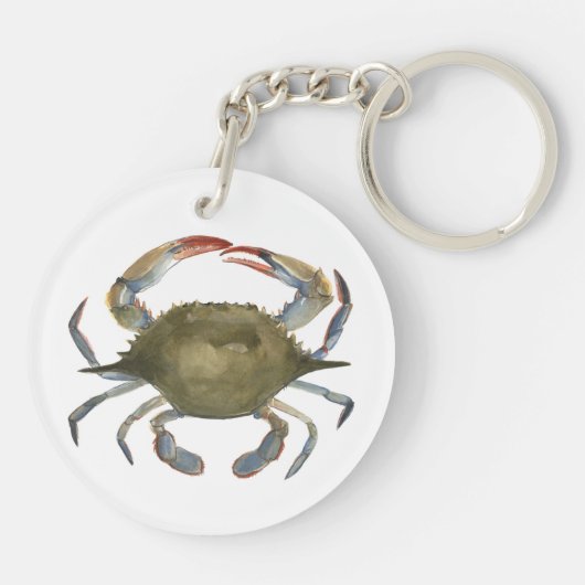 Waterverf krab - grijs sleutelhanger (Achterkant)