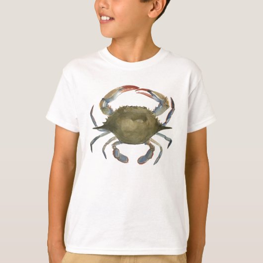 Waterverf krab - grijs t-shirt (Voorkant)