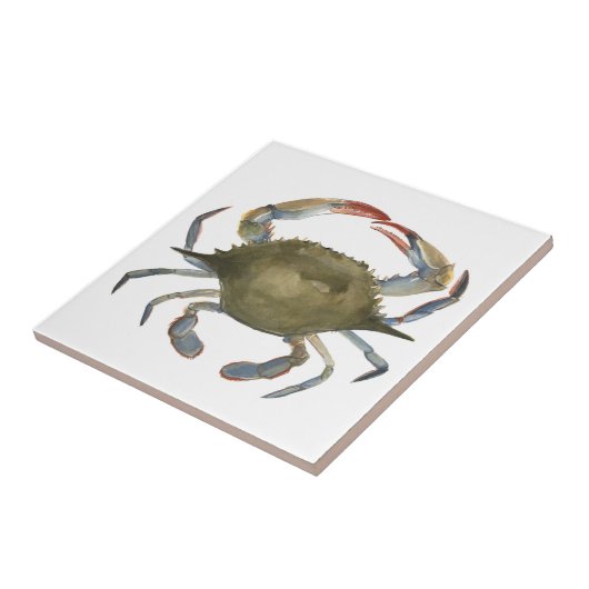 Waterverf krab - grijs tegeltje (Zijkant)